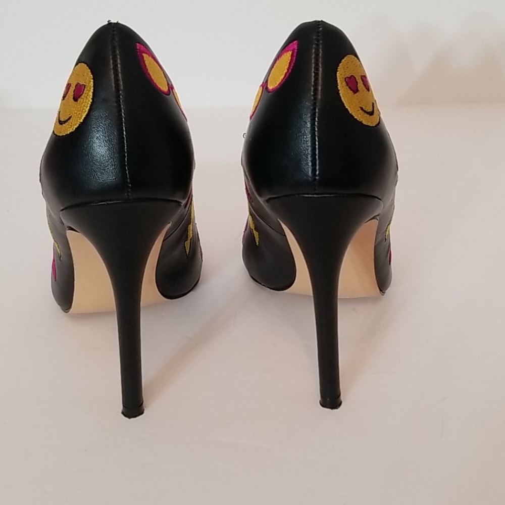 Betsey Johnson Black Heels with Pink and Yellow Accents - Picture 3 of 10